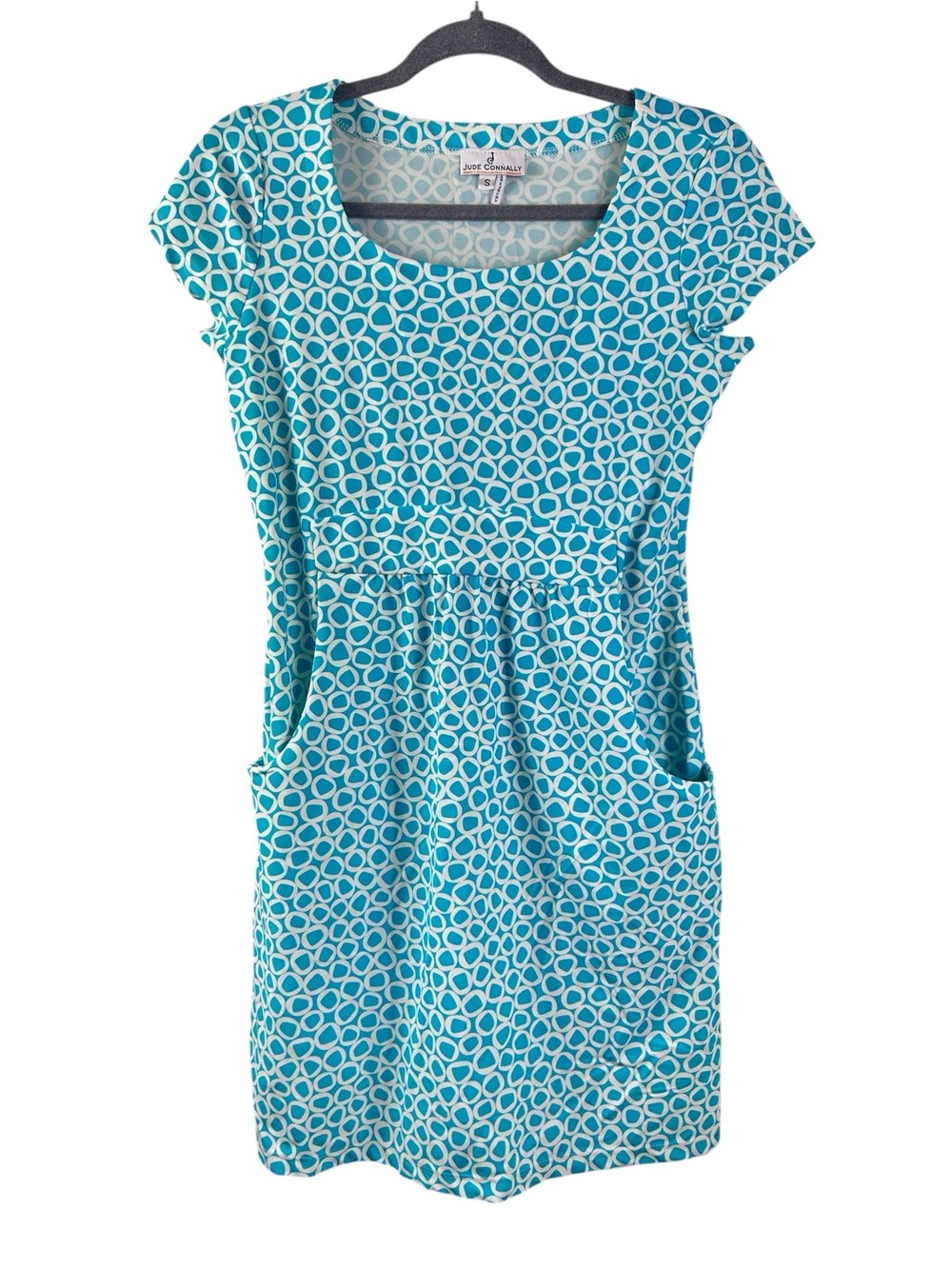 Jude Connally Casual Aqua Geo Print Scoop-Neck Dress